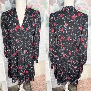 Gal Meets Glam NEW Black Cherry Floral Mini Dress